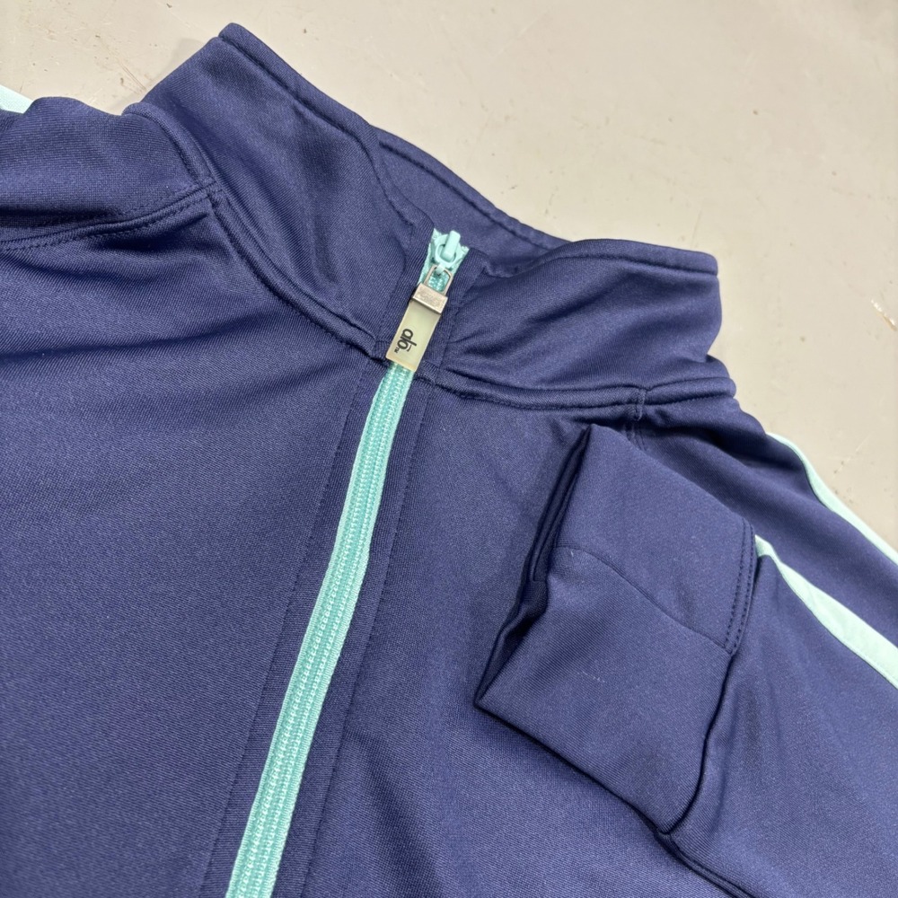 Alo CoolFit Womens Full Zip Cycling Jacket Navy Blue Mint Green Size M